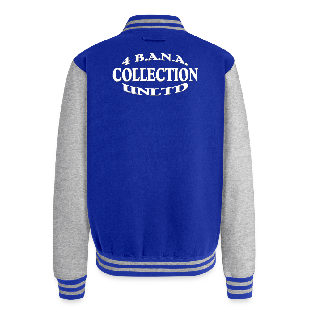 4 Banau W2 Heavyweight Letterman Jacket - royal/heather grey