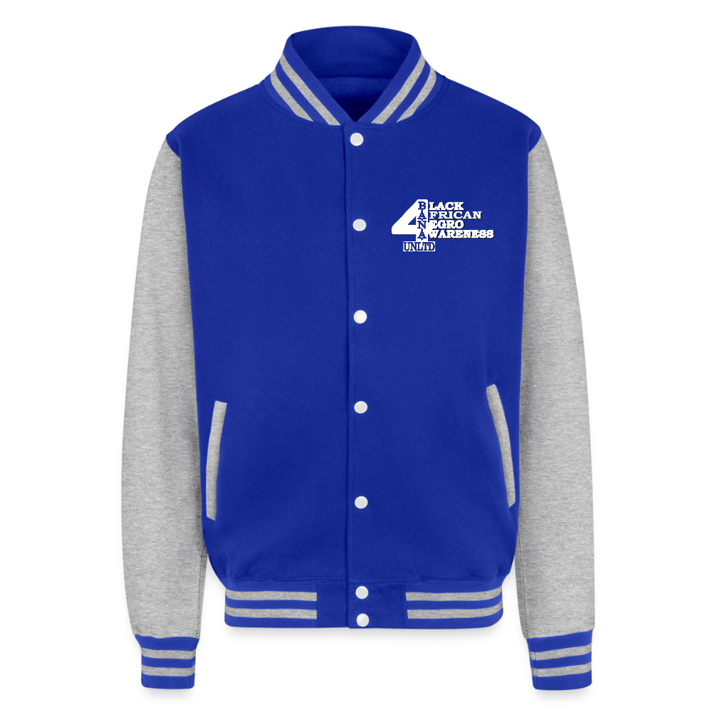 4 Banau W2 Heavyweight Letterman Jacket - royal/heather grey