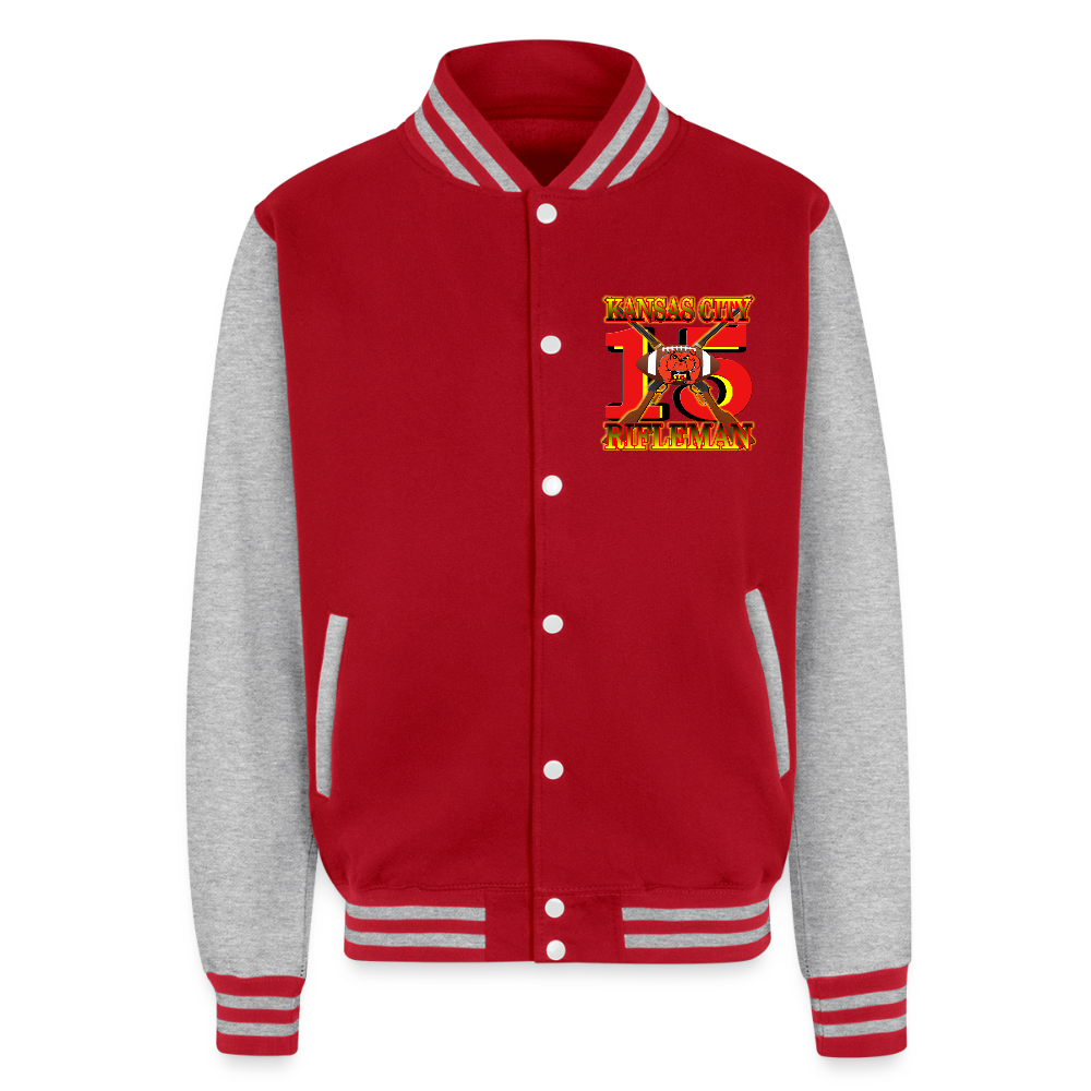 K.C. Rifleman R1 Heavyweight Letterman Jacket - red/heather grey