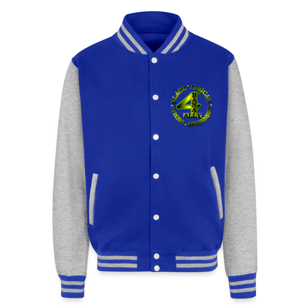 4 Banau S2 Diversity Heavyweight Letterman Jacket - royal/heather grey