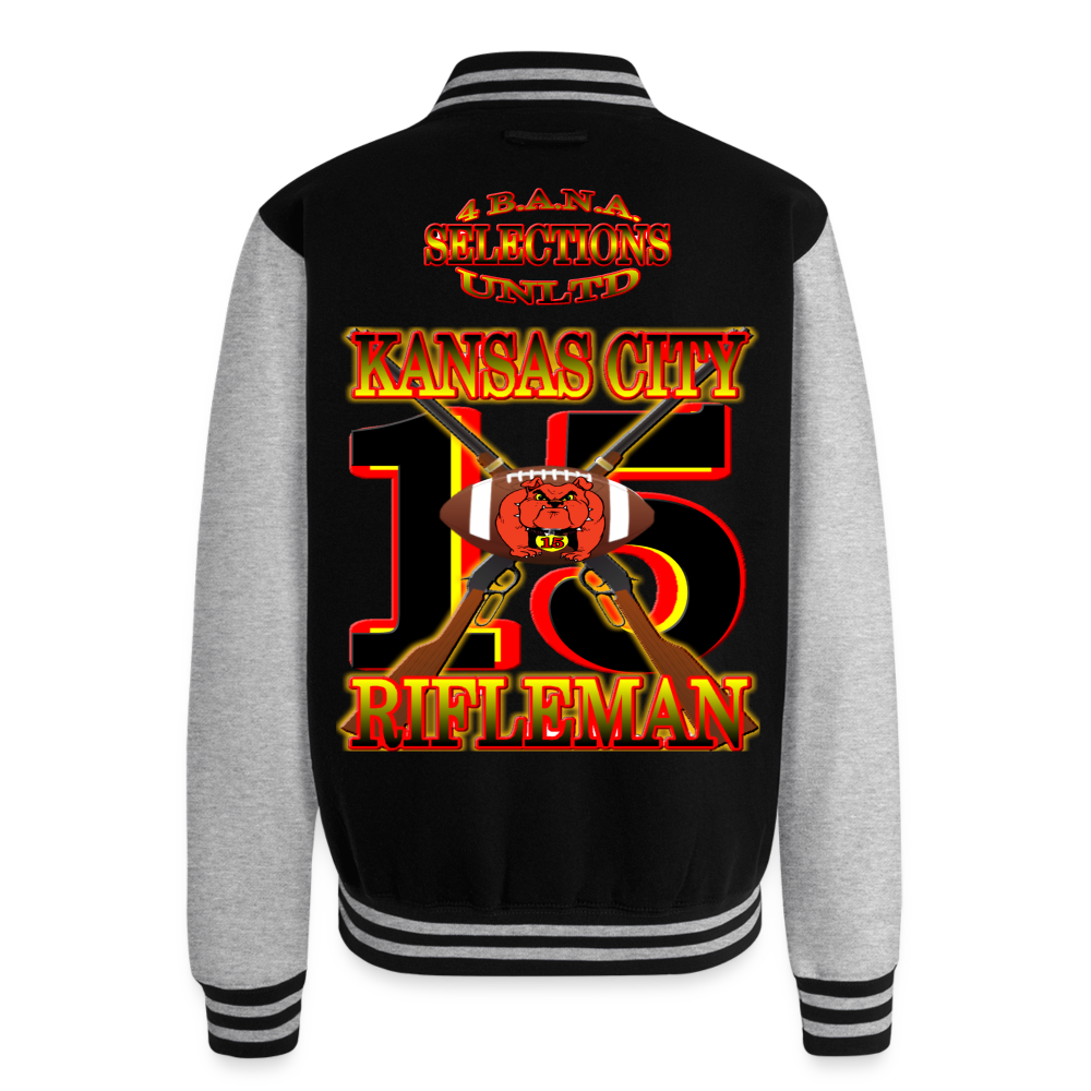 K.C. Rifleman B1 Heavyweight Letterman Jacket - black/heather grey