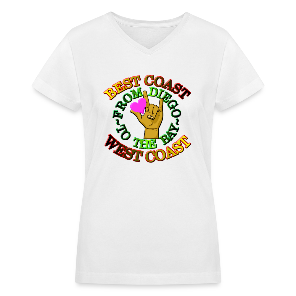 Willis Mocha Women's V-Neck T-Shirt - white