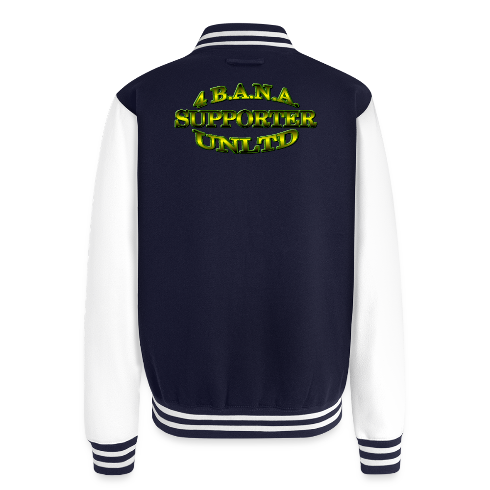 4 Banau S4 Solidarity Heavyweight Letterman Jacket - navy/white