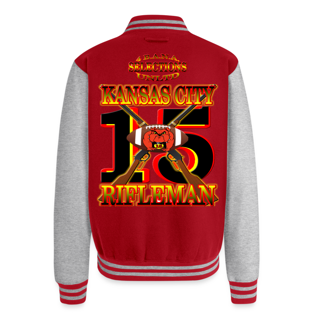 K.C. Rifleman C1 Heavyweight Letterman Jacket - red/heather grey
