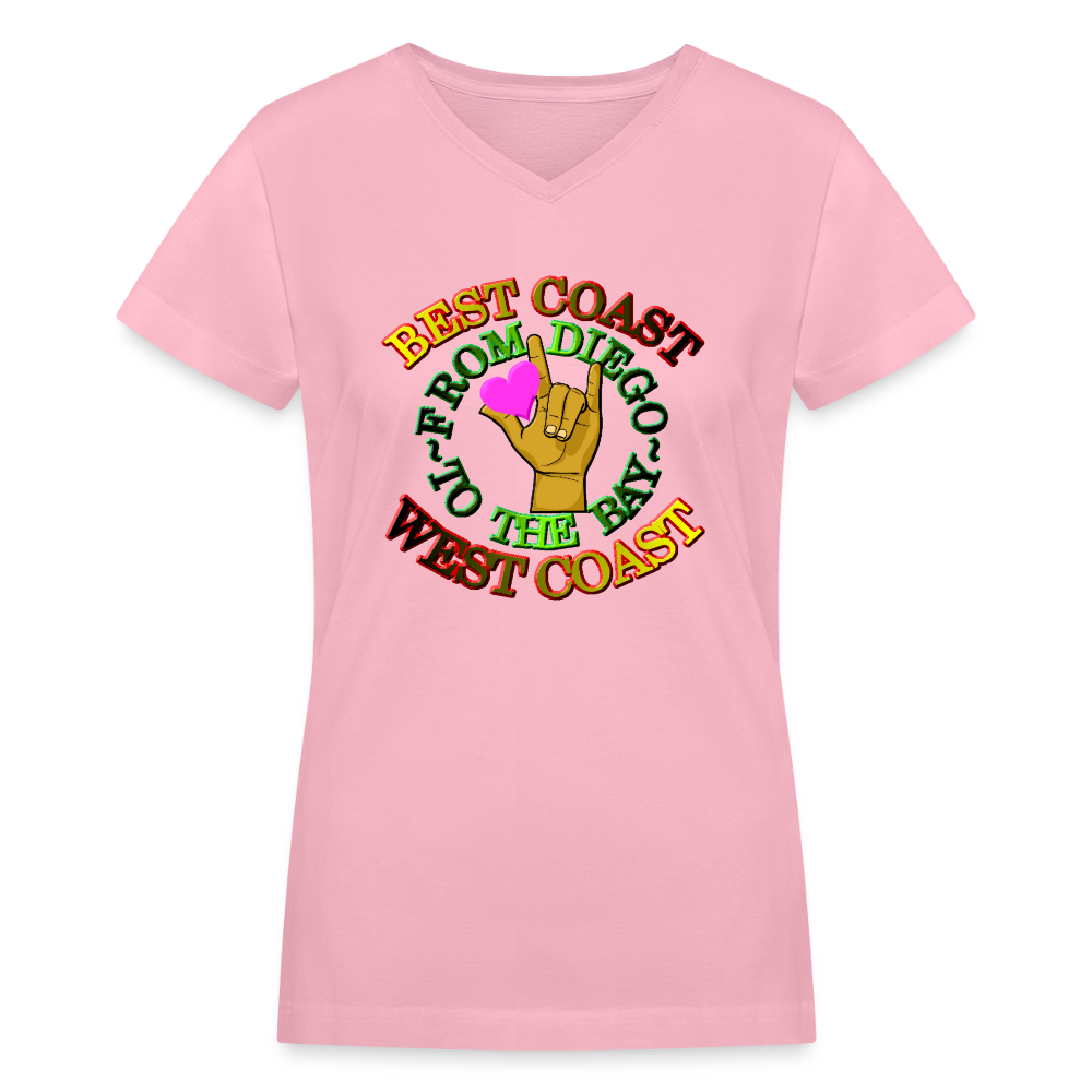 Willis Mocha Women's V-Neck T-Shirt - pink