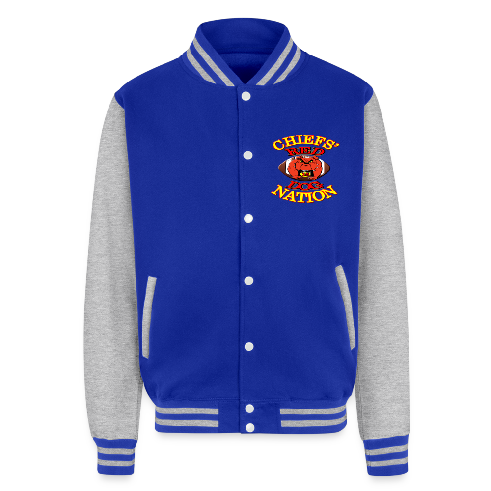 Chiefs' Red Dog Nation Y1 Heavyweight Letterman Jacket - royal/heather grey