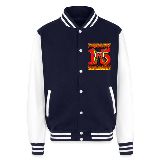 K.C. Rifleman C1 Heavyweight Letterman Jacket - navy/white