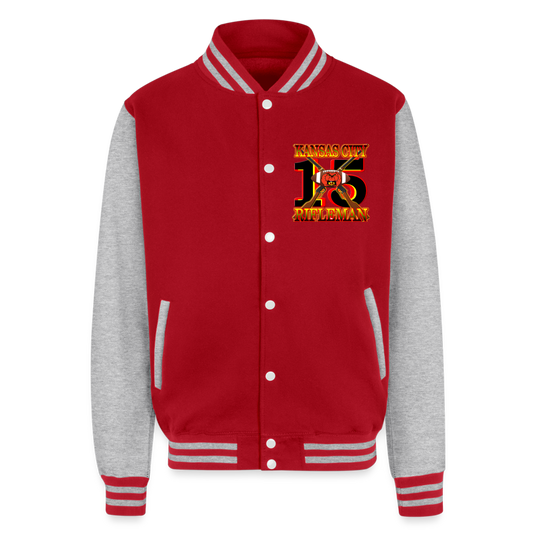 K.C. Rifleman B1 Heavyweight Letterman Jacket - red/heather grey