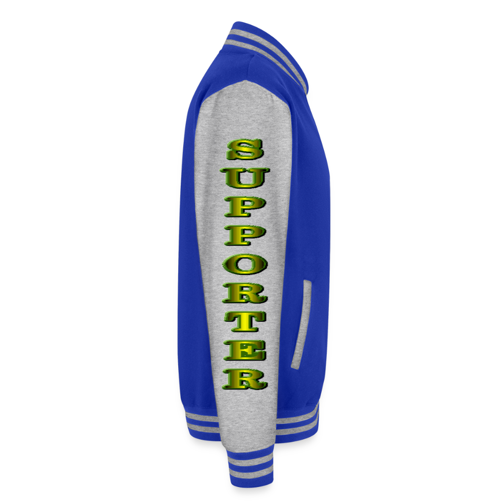 4 Banau S2 Diversity Heavyweight Letterman Jacket - royal/heather grey