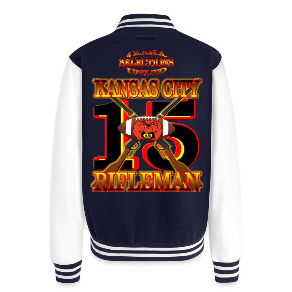 K.C. Rifleman C1 Heavyweight Letterman Jacket - navy/white