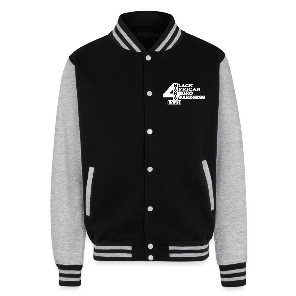 4 Banau W2 Heavyweight Letterman Jacket - black/heather grey
