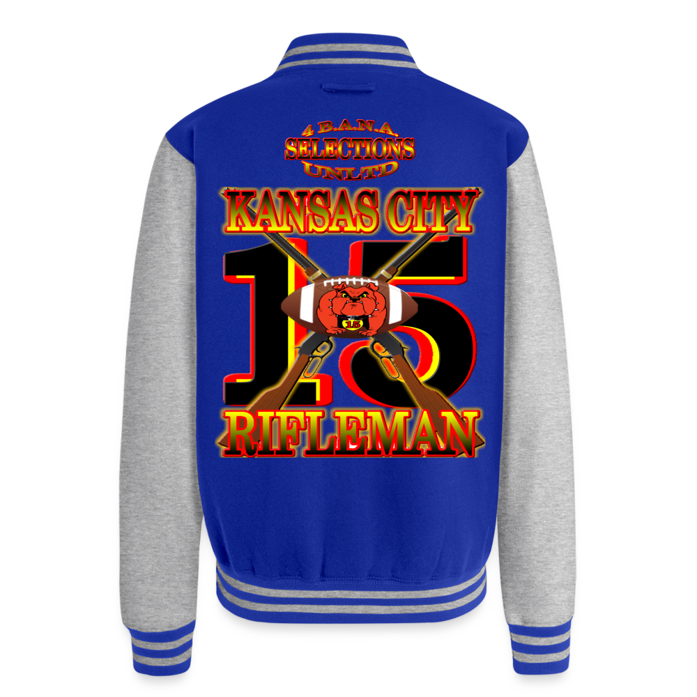 K.C. Rifleman C1 Heavyweight Letterman Jacket - royal/heather grey