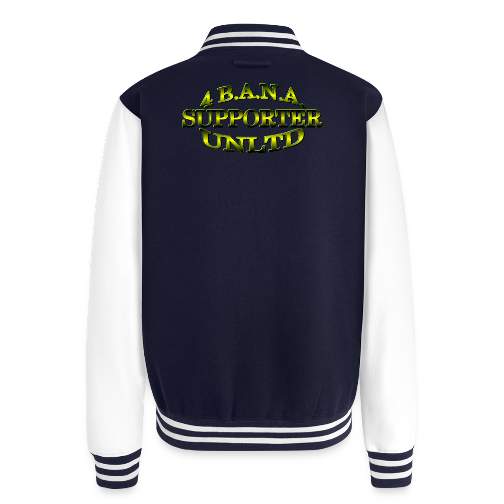 4 Banau S1 Inclusion Heavyweight Letterman Jacket - navy/white