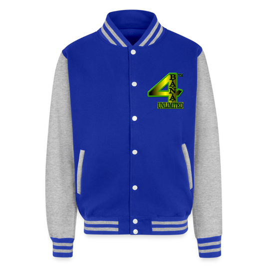 4 Banau S3 Heavyweight Letterman Jacket - royal/heather grey