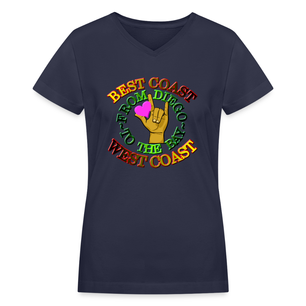 Willis Mocha Women's V-Neck T-Shirt - navy
