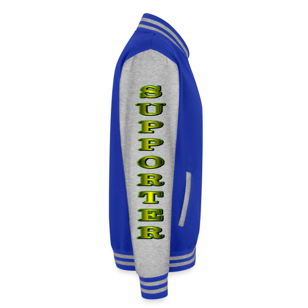 4 Banau S1 Inclusion Heavyweight Letterman Jacket - royal/heather grey