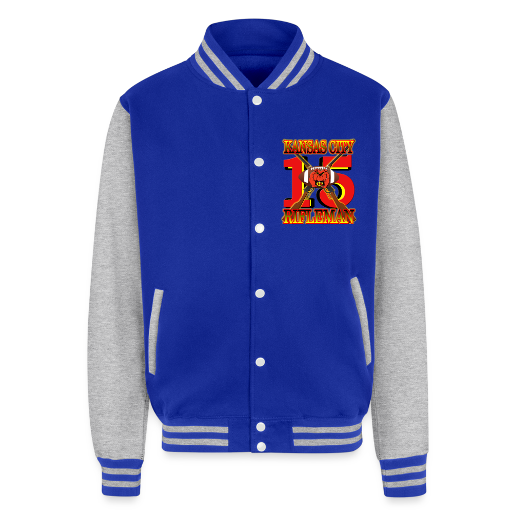 K.C. Rifleman C1 Heavyweight Letterman Jacket - royal/heather grey