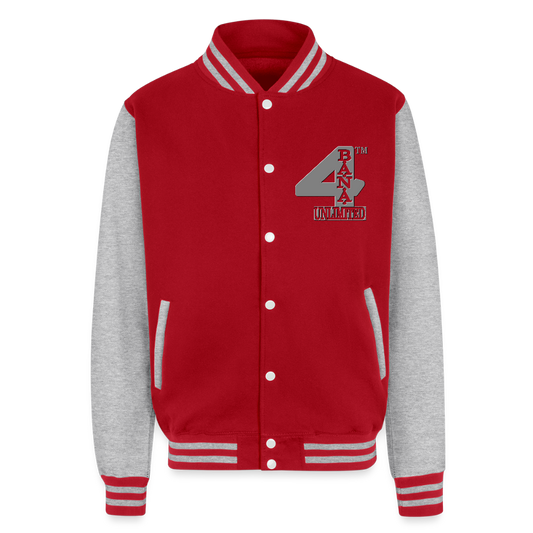 4 Banau G1 Heavyweight Letterman Jacket - red/heather grey