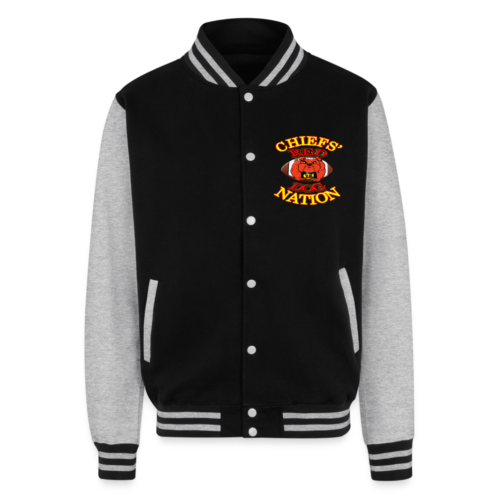 Chiefs' Red Dog Nation Y1 Heavyweight Letterman Jacket - black/heather grey