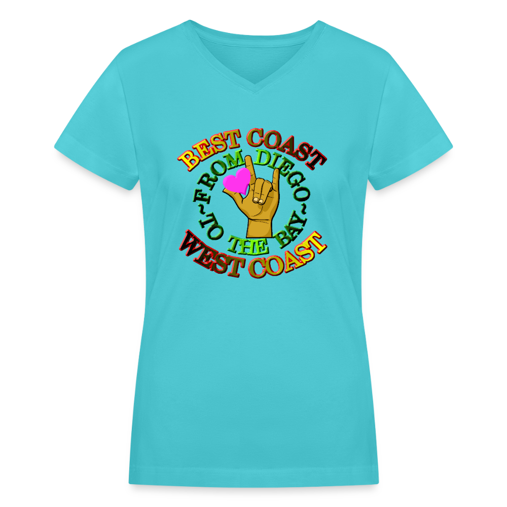 Willis Mocha Women's V-Neck T-Shirt - aqua