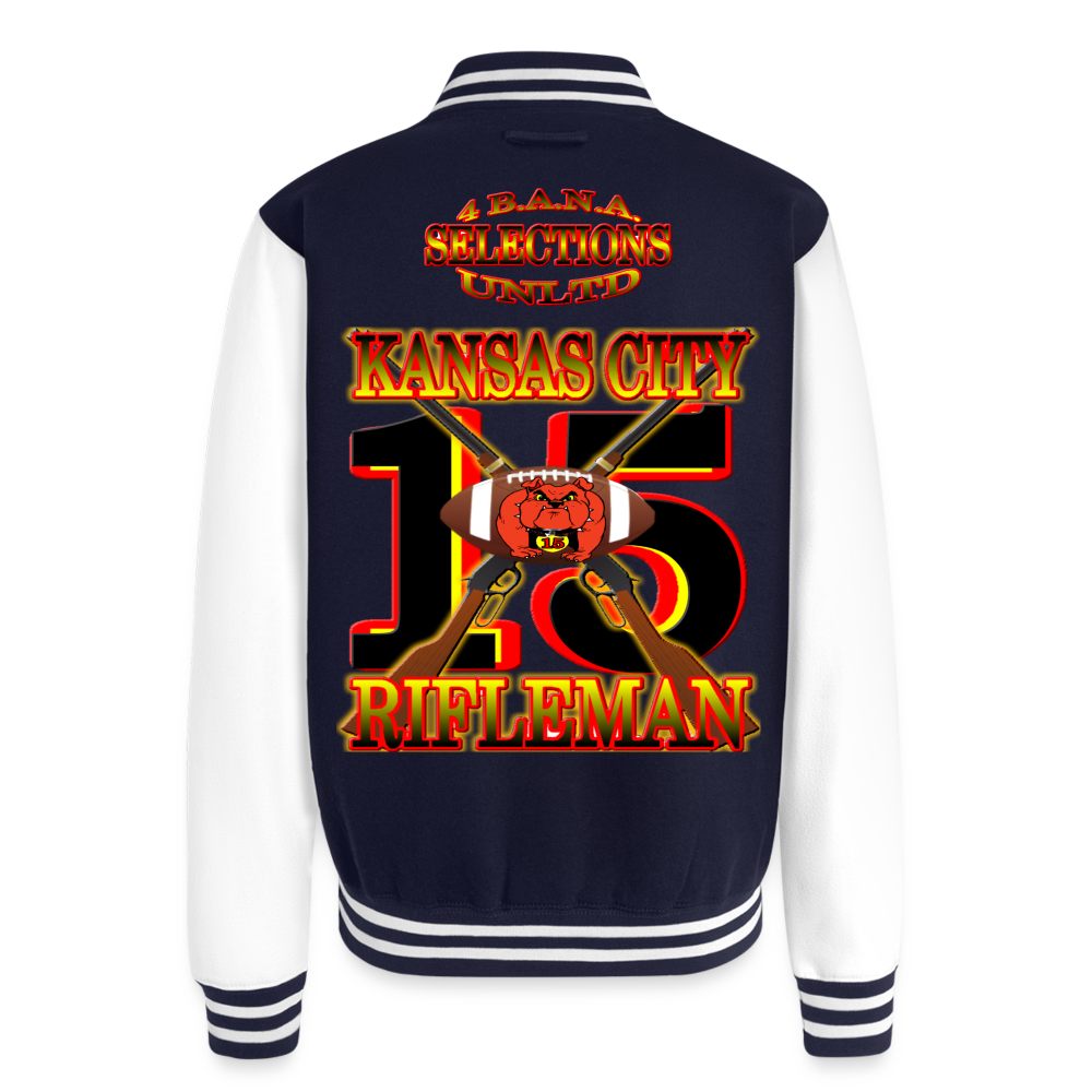 K.C. Rifleman B1 Heavyweight Letterman Jacket - navy/white
