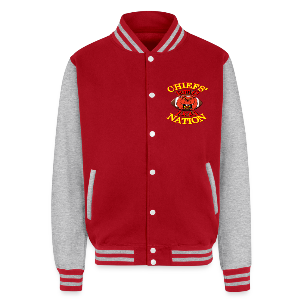 Chiefs' Red Dog Nation Y1 Heavyweight Letterman Jacket - red/heather grey