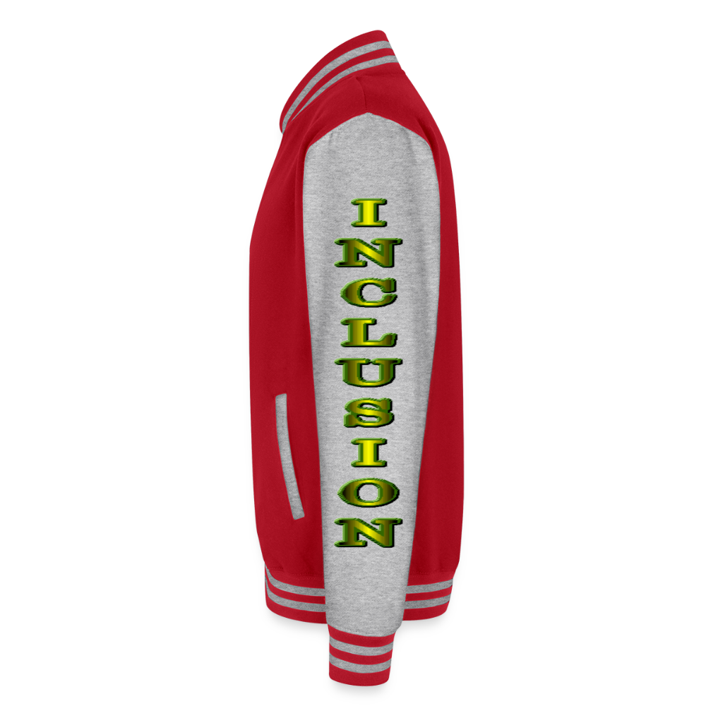 4 Banau S1 Inclusion Heavyweight Letterman Jacket - red/heather grey