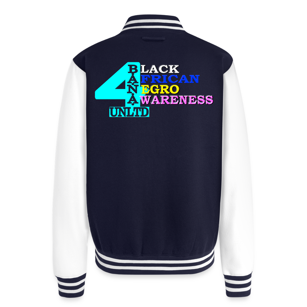 4 Banau C4 Heavyweight Letterman Jacket - navy/white