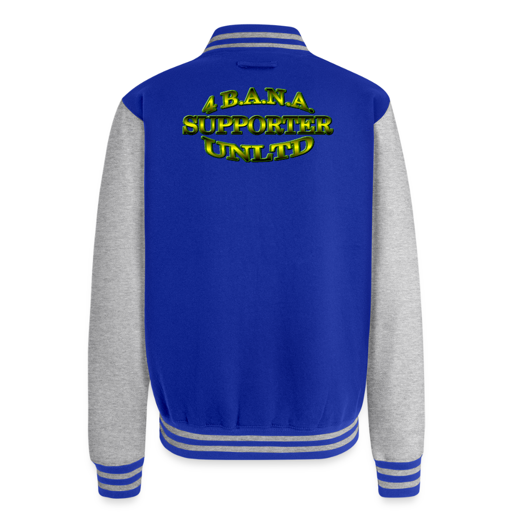 4 Banau S2 Diversity Heavyweight Letterman Jacket - royal/heather grey