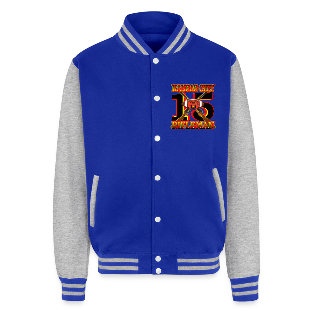 K.C. Rifleman B1 Heavyweight Letterman Jacket - royal/heather grey