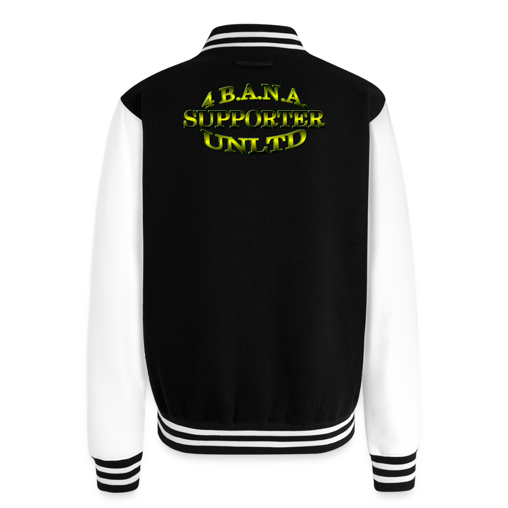 4 Banau S1 Inclusion Heavyweight Letterman Jacket - black/white