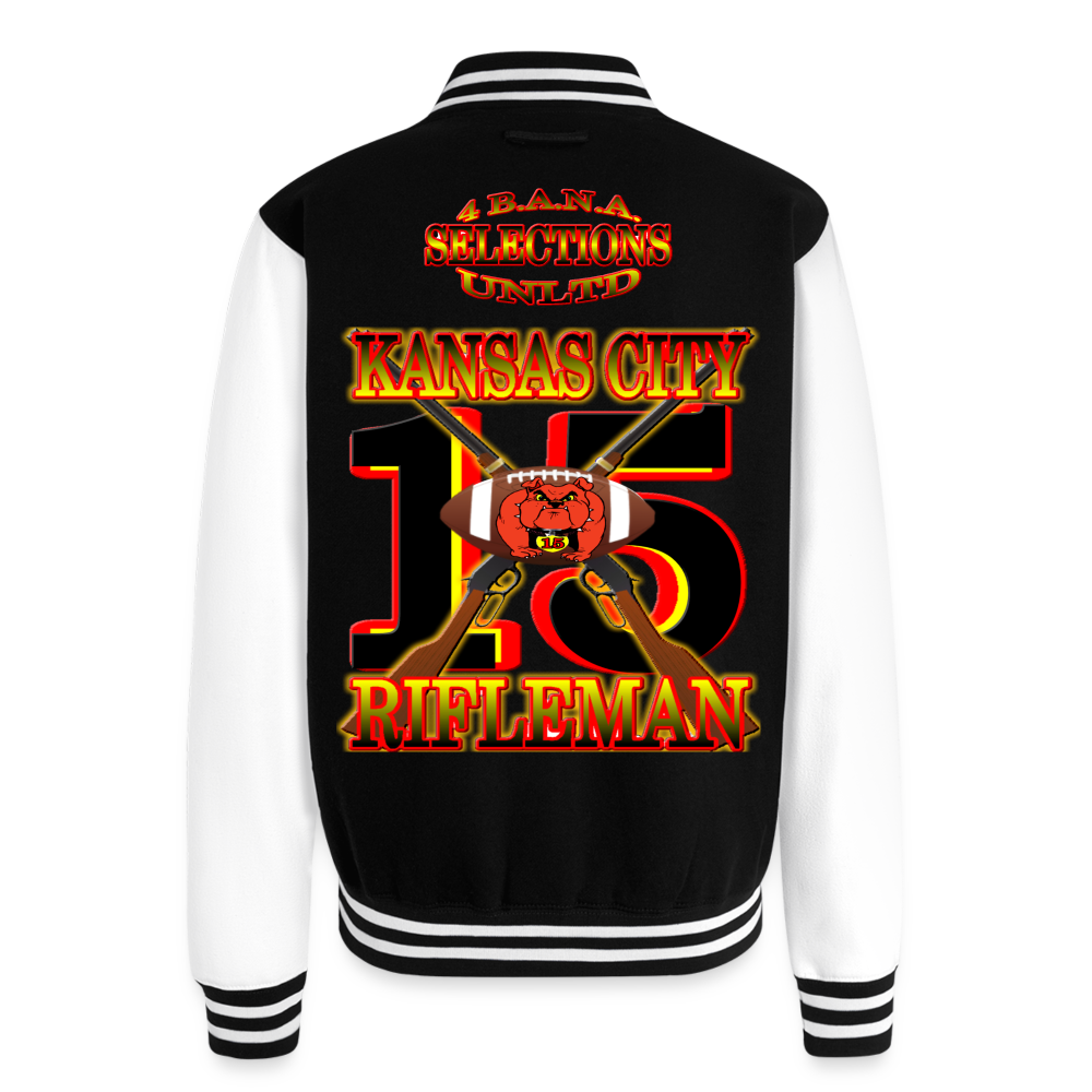 K.C. Rifleman B1 Heavyweight Letterman Jacket - black/white