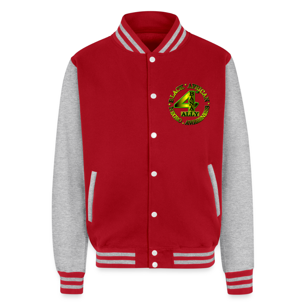 4 Banau S1 Inclusion Heavyweight Letterman Jacket - red/heather grey